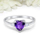 Mood Ring with Lovely Heart Design AAA Cubic Zirconia Crystals Prong Setting Silver Colour Ring - The Jewellery Supermarket