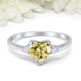 Mood Ring with Lovely Heart Design AAA Cubic Zirconia Crystals Prong Setting Silver Colour Ring - The Jewellery Supermarket