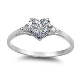 Mood Ring with Lovely Heart Design AAA Cubic Zirconia Crystals Prong Setting Silver Colour Ring - The Jewellery Supermarket