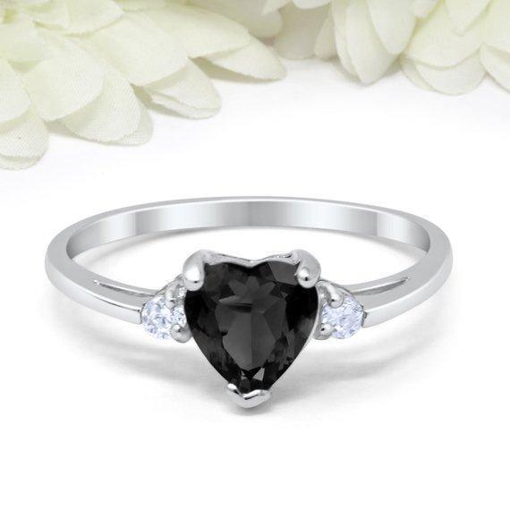 Mood Ring with Lovely Heart Design AAA Cubic Zirconia Crystals Prong Setting Silver Colour Ring - The Jewellery Supermarket
