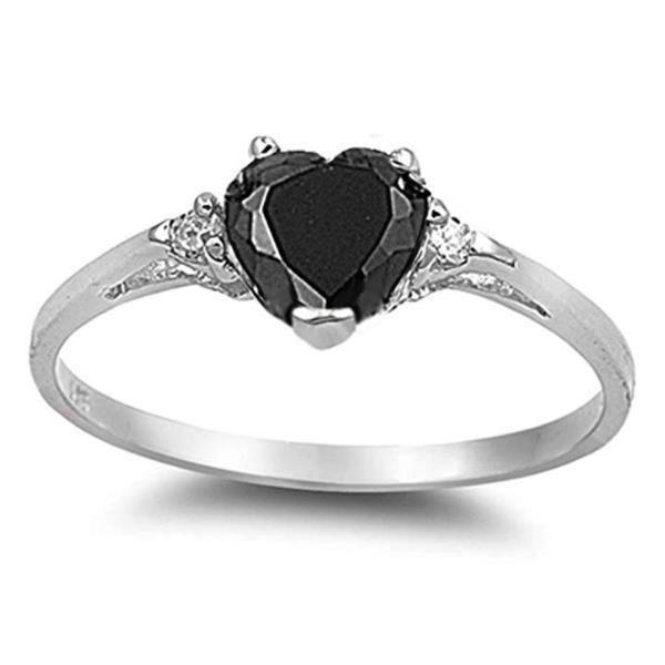 Mood Ring with Lovely Heart Design AAA Cubic Zirconia Crystals Prong Setting Silver Colour Ring - The Jewellery Supermarket