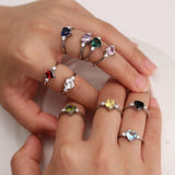 Mood Ring with Lovely Heart Design AAA Cubic Zirconia Crystals Prong Setting Silver Colour Ring - The Jewellery Supermarket
