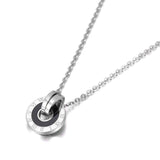 Mosaic Stainless Steel Shell & Acrylic Double Circle Pendant Necklace - The Jewellery Supermarket