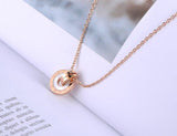 Mosaic Stainless Steel Shell & Acrylic Double Circle Pendant Necklace - The Jewellery Supermarket