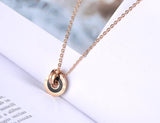 Mosaic Stainless Steel Shell & Acrylic Double Circle Pendant Necklace - The Jewellery Supermarket
