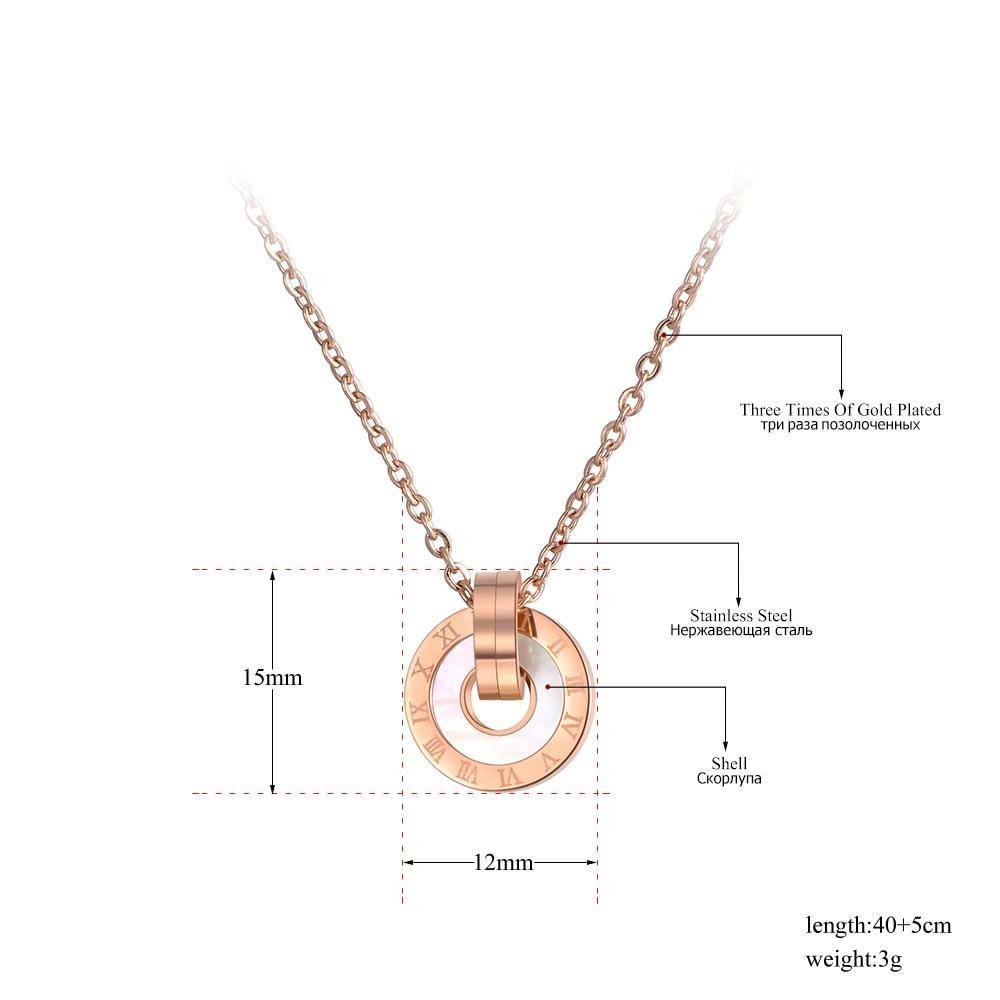 Mosaic Stainless Steel Shell & Acrylic Double Circle Pendant Necklace - The Jewellery Supermarket