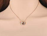 Mosaic Stainless Steel Shell & Acrylic Double Circle Pendant Necklace - The Jewellery Supermarket