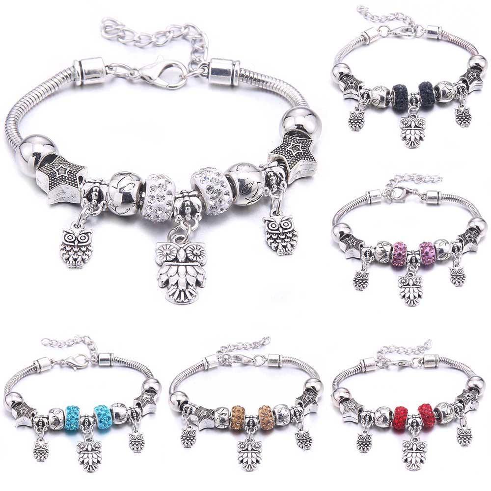 Multicolor Owl Charm Beads Bracelet & Bangles Friendship Gift - The Jewellery Supermarket