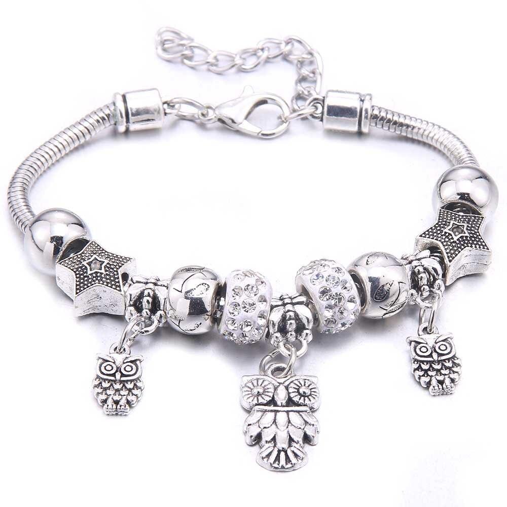 Multicolor Owl Charm Beads Bracelet & Bangles Friendship Gift - The Jewellery Supermarket
