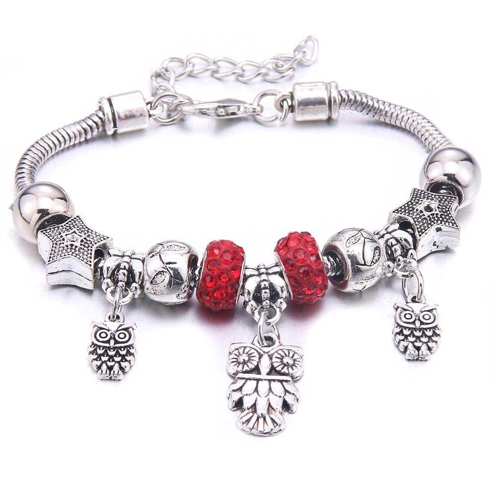 Multicolor Owl Charm Beads Bracelet & Bangles Friendship Gift - The Jewellery Supermarket