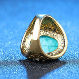 New Antique Gold Natural Stone White Crystal Ethnic Big Oval Ring - The Jewellery Supermarket