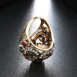 New Arrival Bohemian Blue Resin Inlay Crystal Gold Plated Antique Ring For Women - The Jewellery Supermarket