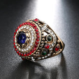New Arrival Bohemian Blue Resin Inlay Crystal Gold Plated Antique Ring For Women - The Jewellery Supermarket