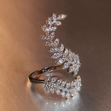 New Arrival Fashion Leaf Delicate High Quality AAA+ Cubic Zirconia Diamonds Adjustable Ring - The Jewellery Supermarket