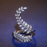 New Arrival Fashion Leaf Delicate High Quality AAA+ Cubic Zirconia Diamonds Adjustable Ring - The Jewellery Supermarket