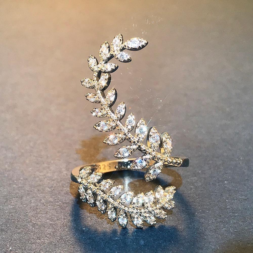 New Arrival Fashion Leaf Delicate High Quality AAA+ Cubic Zirconia Diamonds Adjustable Ring - The Jewellery Supermarket
