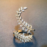 New Arrival Fashion Leaf Delicate High Quality AAA+ Cubic Zirconia Diamonds Adjustable Ring - The Jewellery Supermarket