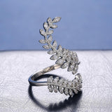 New Arrival Fashion Leaf Delicate High Quality AAA+ Cubic Zirconia Diamonds Adjustable Ring - The Jewellery Supermarket
