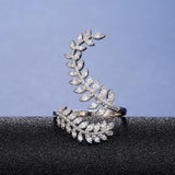 New Arrival Fashion Leaf Delicate High Quality AAA+ Cubic Zirconia Diamonds Adjustable Ring - The Jewellery Supermarket