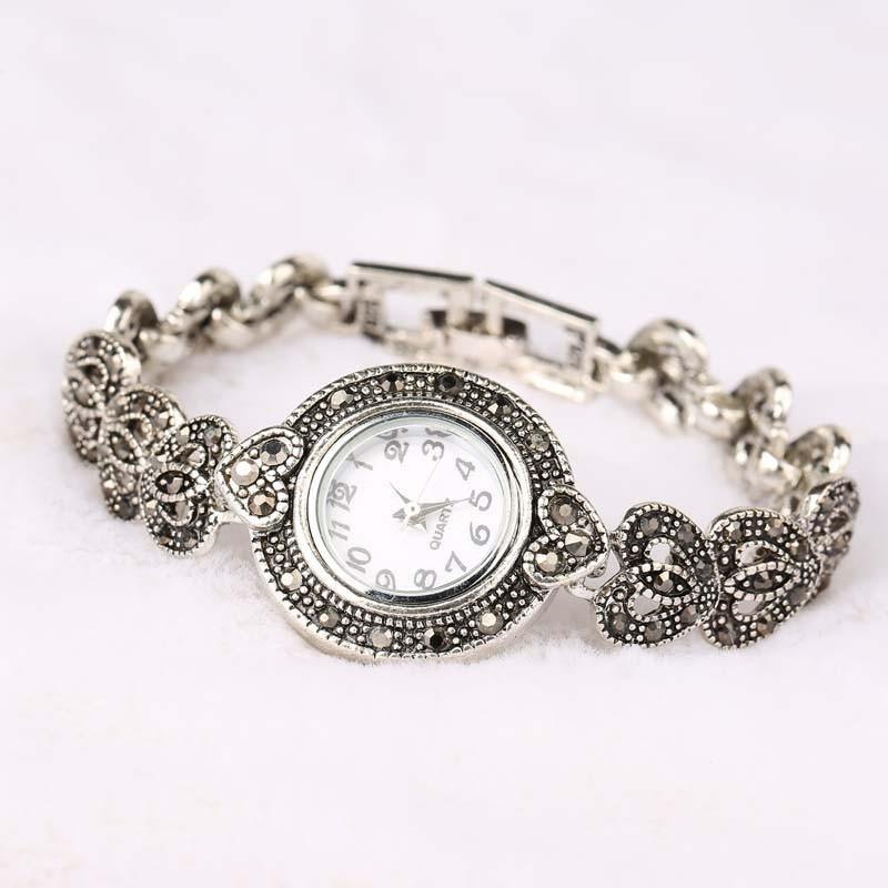 New Fashion Designer Promotion Tibetan Silver Crystal Bracelet Wristwatch For Women - The Jewellery Supermarket