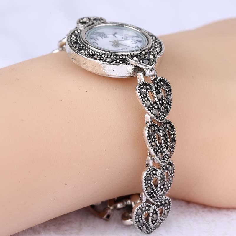 New Fashion Designer Promotion Tibetan Silver Crystal Bracelet Wristwatch For Women - The Jewellery Supermarket