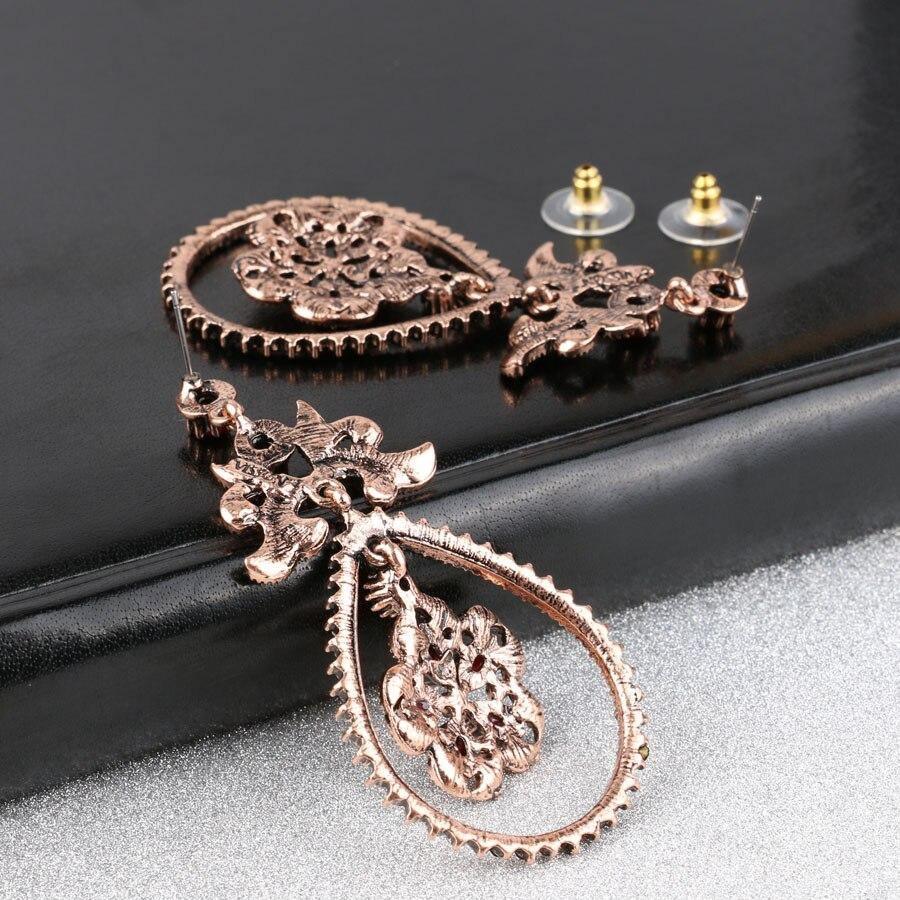 New Fashion Water Drop Red Resin Crystal Flowers Earrings For Women - The Jewellery Supermarket