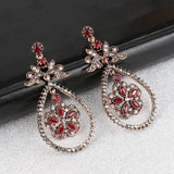 New Fashion Water Drop Red Resin Crystal Flowers Earrings For Women - The Jewellery Supermarket