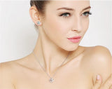 New Four Leaf Clover Flower 925 Silver Choker Necklace Pendant - The Jewellery Supermarket