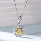 New Luxury Yellow Color AAA+ CZ Cushion Diamond Necklace - The Jewellery Supermarket