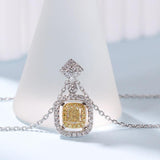 New Luxury Yellow Color AAA+ CZ Cushion Diamond Necklace - The Jewellery Supermarket