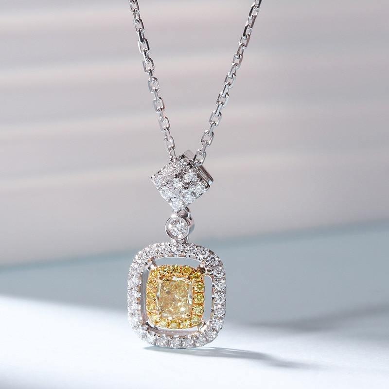 New Luxury Yellow Color AAA+ CZ Cushion Diamond Necklace - The Jewellery Supermarket