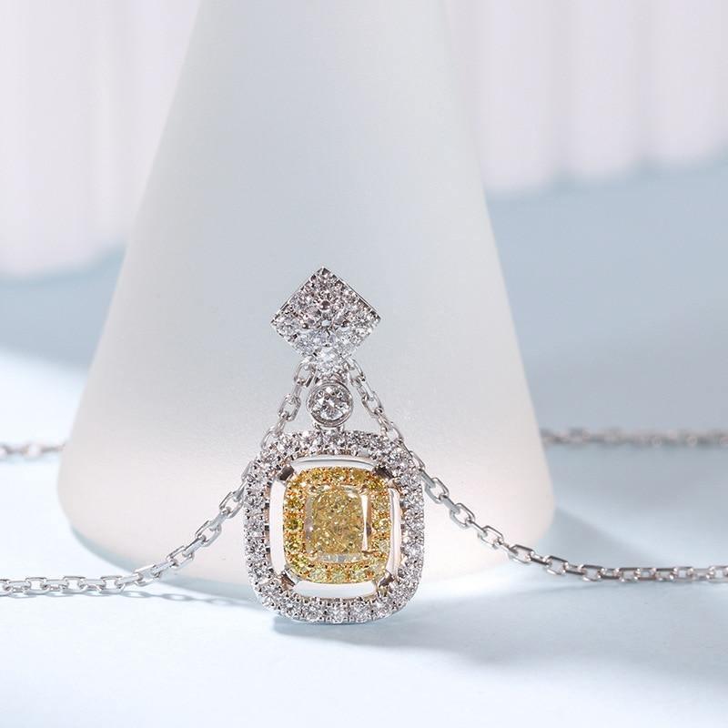 New Luxury Yellow Color AAA+ CZ Cushion Diamond Necklace - The Jewellery Supermarket