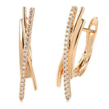 New Minimalist Style Rose Gold Drop Geometric lines Cross Natural Zircon Earrings - The Jewellery Supermarket