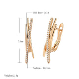 New Minimalist Style Rose Gold Drop Geometric lines Cross Natural Zircon Earrings - The Jewellery Supermarket