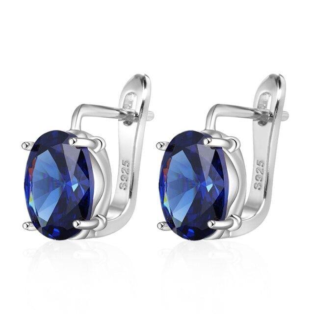 New Oval Dark Blue Natural Zircon Women Fashion Gold Color Bohemia Cute Earrings - The Jewellery Supermarket