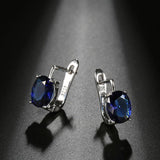 New Oval Dark Blue Natural Zircon Women Fashion Gold Color Bohemia Cute Earrings - The Jewellery Supermarket