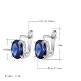 New Oval Dark Blue Natural Zircon Women Fashion Gold Color Bohemia Cute Earrings - The Jewellery Supermarket