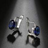 New Oval Dark Blue Natural Zircon Women Fashion Gold Color Bohemia Cute Earrings - The Jewellery Supermarket