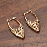 New Rose Gold AAA+ Natural Zircon Flower Micro Wax Inlay Hollow Drop Earrings - The Jewellery Supermarket