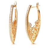 New Rose Gold AAA+ Natural Zircon Flower Micro Wax Inlay Hollow Drop Earrings