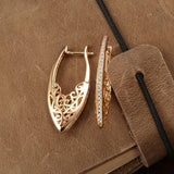 New Rose Gold AAA+ Natural Zircon Flower Micro Wax Inlay Hollow Drop Earrings - The Jewellery Supermarket