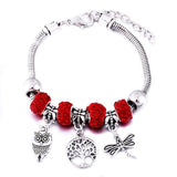 New Tree Of Life Lobster Buckle Snake Chain Beaded Bangles - The Jewellery Supermarket