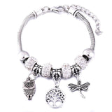 New Tree Of Life Lobster Buckle Snake Chain Beaded Bangles - The Jewellery Supermarket