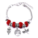 New Tree Of Life Lobster Buckle Snake Chain Beaded Bangles - The Jewellery Supermarket