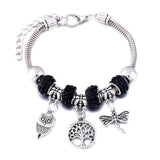 New Tree Of Life Lobster Buckle Snake Chain Beaded Bangles - The Jewellery Supermarket