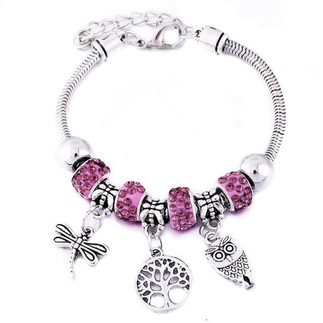 New Tree Of Life Lobster Buckle Snake Chain Beaded Bangles - The Jewellery Supermarket