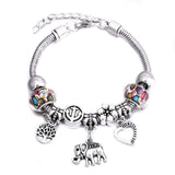 New Tree Of Life Lobster Buckle Snake Chain Beaded Bangles - The Jewellery Supermarket