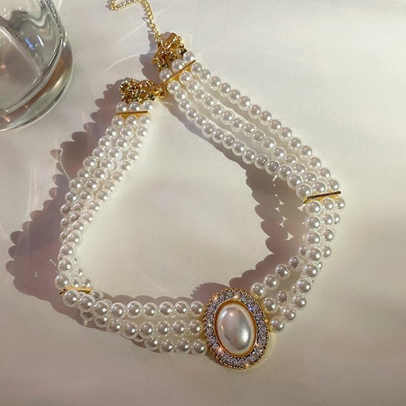 New Trend Jewellery Fashion Elegant Light Luxury Three-Layer Pearl Collar, - The Jewellery Supermarket
