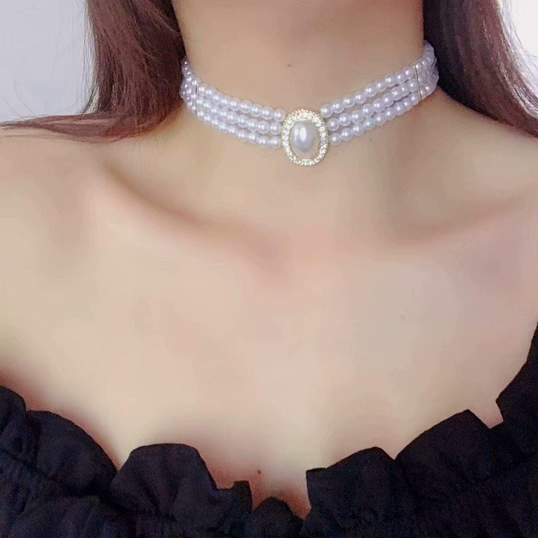 New Trend Jewellery Fashion Elegant Light Luxury Three-Layer Pearl Collar, - The Jewellery Supermarket