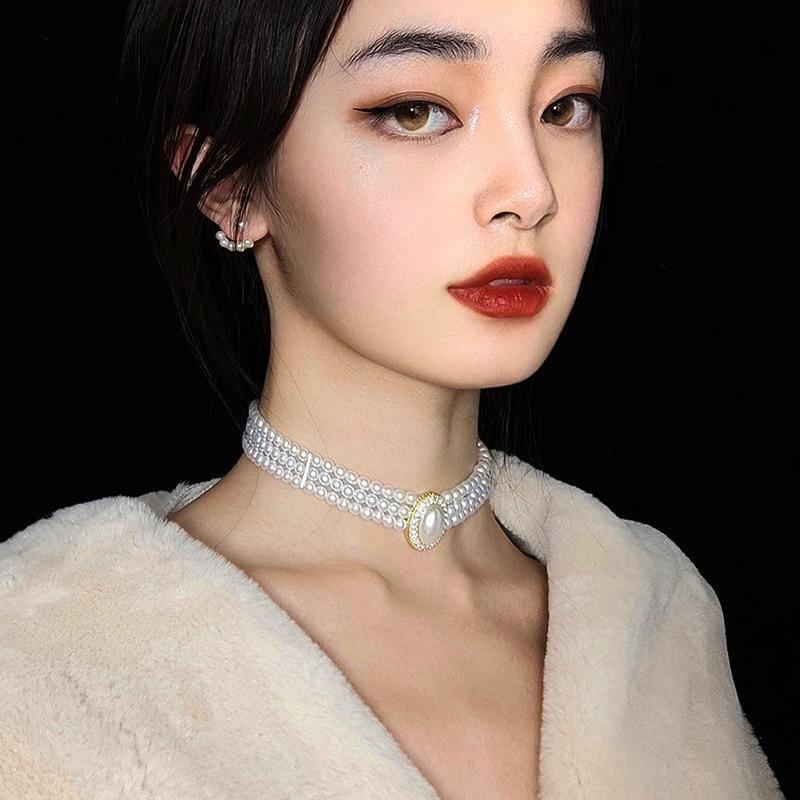 New Trend Jewellery Fashion Elegant Light Luxury Three-Layer Pearl Collar, - The Jewellery Supermarket